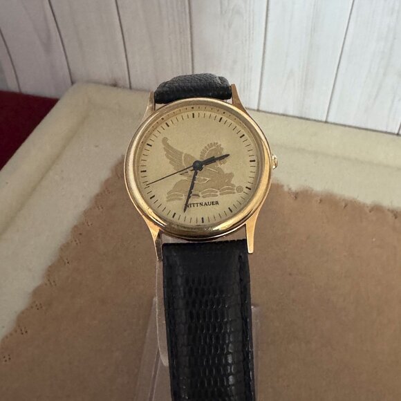 Vintage Wittnauer Pegasus Watch Black Leather Strap main image 4